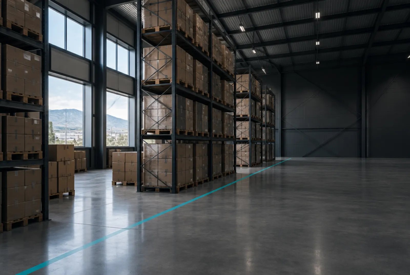 Racks in the Alayköy warehouse